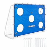 Futbolo vartai Relaxdays, XL su taikinio sienele, Mėlyni/balti, 235 × 170 × 85 cm