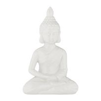 Budos statula Relaxdays, meditacijos poza, Balta, 18 × 11 × 6 cm