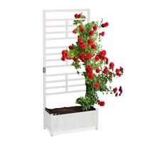 Gėlių vazonas Relaxdays 10045604.0, su grotelėmis, Balta/juoda, 71,5 × 171 × 32 cm