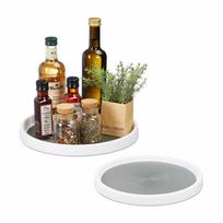 Šaldytuvo organizatorių padėklai Relaxdays, 2 vnt, Balta/pilka, Ø 30 × 3,5 cm