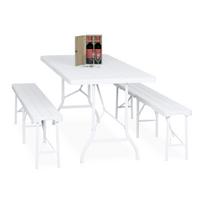 Sulankstomas lauko baldų komplektas Relaxdays, 3 dalys, stalas ir 2 suolai, 180 × 73 × 74 cm