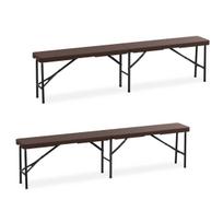 Lauko suolų komplektas Relaxdays 10049568_93, 2 vnt, Ruda/juoda, 180 × 43 × 25 cm