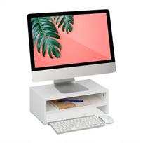 Monitoriaus stovas Relaxdays 10050164.0, su skyriumi, Balta, 40 × 14 × 23,5 cm