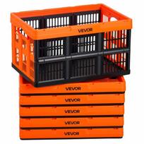 Plastikinės laikymo dėžės VEVOR, 6 vnt., 45 l, oranžinės ir juodos, 525 × 355 × 295 mm
