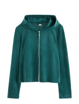 Lindex - Hoodie In Velour - Džemperis - Žalia