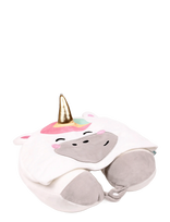 Puckator - Hoodeazzz Duke The Capybara Plush Memory Foam Travel Pillow & Hood - Pagalvė - Balta