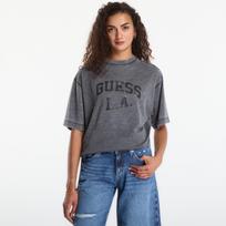 Guess Jeans Ss Cn Burnout Oversize Tee Jet Black Devore - Dydis XS (W6YI20K4335-FJDB Marškinėliai)