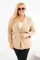 Moteriška Plus Size švarkelio tipo striukė su atlankais ir kišenėmis, kupranugario spalvos