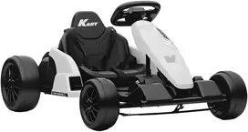 Elektrinis vaikiškas kartingas su galinių ratų pavara ir reguliuojama sėdyne, baltas, 115 × 77 × 55,5 cm