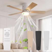 Lubinis ventiliatorius su LED apšvietimu,5mentėmis šilto ir šalto oro režimu,6 greičiai,1/4/8 laikmatis,30W tylus veikimas,106cm