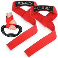 Traukimo dirželiai Deadlift Straps (raudonos spalvos) — patogesnei ir tvirtesnei traukos treniruotei