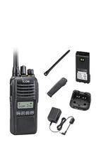 ICOM IC-F1100DS-FN Freenet handheld radio (analog/digital) 149MHz with battery pack, antenna, charger, power supply, and belt clip