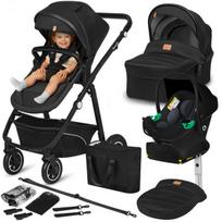 Vežimėlis 3in1 iki 22 kg, lopšys/ sportinė dalis/ kėdutė - Lionelo Bianka Grey Stone + automobilinė bazė Astrid I-Size Base Plus
