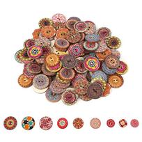 100pcs Random 2 Holes Wood Buttons 25mm Mixed Color Vintage Wood Buttons Mixed Pattern Buttons Sewing Crafts