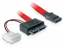 Delock SATA Cable Slim 13pin - SATA 7pin +2pin Molex 0.30m