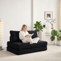 Dvivietė sofa-lova, juoda, veliūrinis audinys, 1 vnt