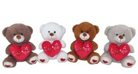 Pliušinis meškiukas 25 cm (M3810) su širdele LOVE įvairus