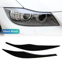 2Pcs Headlight Eyebrows Eyelid ABS Gloss Black 2005 2006 2007 2008 2009 2010 2011 Sedan / Touring For BMW 3 Series E90 E91 black