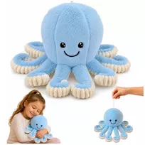 LEAN TOYS Minkštas aštuonkojis su elastingais čiuptuvais mėlynas 30 cm
