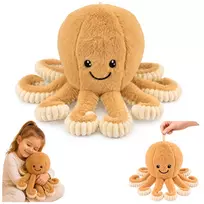 LEAN TOYS aštuonkojis minkštas žaislas su elastingais čiuptuvais smėlio spalvos 30 cm