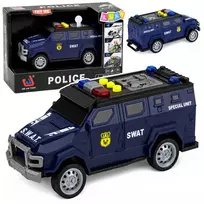 LEAN TOYS SWAT Special Unit policijos automobilis 1:32 masteliu su šviesomis, garsais ir atgaline trauka - tamsiai mėlynas