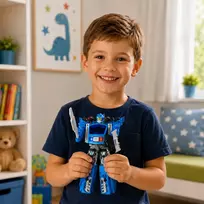 LEAN TOYS Auto Robot 2in1 policijos automobilis su paleidimo įrenginiu, šviesomis ir garsais