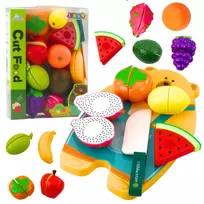 LEAN TOYS Vaisių pjaustymo rinkinys su pjaustymo lenta ir peiliu - edukaciniai aksesuarai vaikams