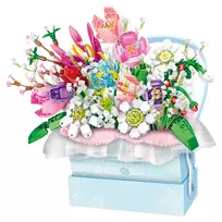 LEAN TOYS Konstrukciniai blokeliai kompozicija dėžutėje Floral Blue LED Box 761 vnt.