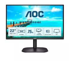 AOC B2 22B2H 21,5 colio Full HD VA monitorius su 75Hz, HDMI, VGA, VESA, juodos spalvos