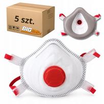 FFP3 dulkių kaukė su vožtuvu ir tarpine, 5 vnt.