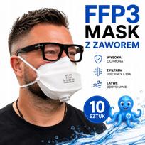 Respiratorius FFP3 su vožtuvu CARDINAL, baltas, 10 vnt.