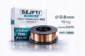 Suvirinimo viela SEJFTI PRO SG2 ER70S-6, 0,8 mm, 15 kg, MIG/MAG, varinė