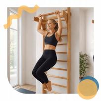 Medinės gimnastikos kopėtėlės 220 cm su buko reabilitacine skersine