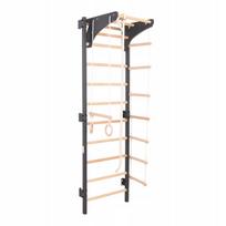 Gimnastikos kopėtėlės STEEL Graphite, metalas ir medinės skersinės