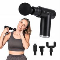 Masažuoklis nugarai, kojoms ir kūnui MASSAGE GUN PRO, su 4 antgaliais