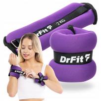 Svoriniai dirželiai DrFit riešams ir čiurnoms, 2 x 2 kg, violetiniai
