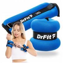 Svoriniai dirželiai DrFit, 2 x 1 kg, mėlyni, rankoms ir čiurnoms
