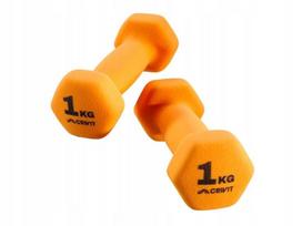 Hanteliai 2 x 1 kg, su PVC danga, oranžiniai