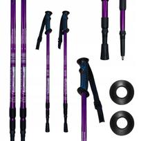 Šiaurietiško ėjimo teleskopinės lazdos, 3 dalių, sulankstomos, reguliuojamos, violetinės, NORDIC WALKING