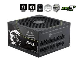 MSI MAG A1200PLS PCIE5 EU Black Embossed Cable 1200W Full-Modular Platinum ENFR Color Box Wooden Pallet 120M