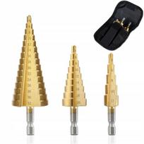 Laiptinių grąžtų Komplektas Rosfix – Titano danga, Tikslus gręžimas, 4–32 mm, 3 vnt., HSS