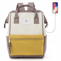 Moteriška kuprinė Himawari 9001, 15,6", USB, alyvinė-gelsva-beige