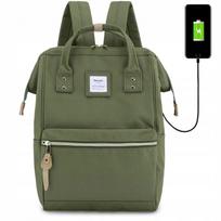 Mokyklinė kuprinė Himawari 9001, žalia, su USB