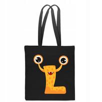 Vaikiška medvilninė juoda ECO BAG maišelis su raide L, modelis TT_506