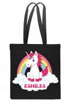 Pirkinių maišelis ECO, juodas, su jūsų vardu, Unicorn Rainbow TT_575_cz