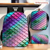 Vaikiškų kuprinių rinkinys „Gradient Mermaid Scales“, 3 dalių