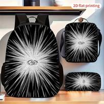 Kuprinių rinkinys Black White Radial Burst, 3 dalys: kuprinė, rankinė per petį, dėklas