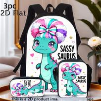 Vaikiškas kuprinės rinkinys SASSY SAURUS su dinozaurų piešiniu, 3 dalių
