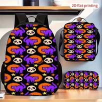 Kuprinės rinkinys vaikams „Purple Cat Skull Star“, 3 dalys, su spauda