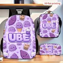 Vaikiška kuprinė su pieštukine ir rankine, violetinė, su piešiniais